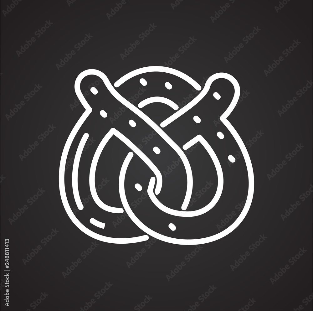 Poster pretzel outline icon black background for graphic and web design, modern simple vector sign. interne