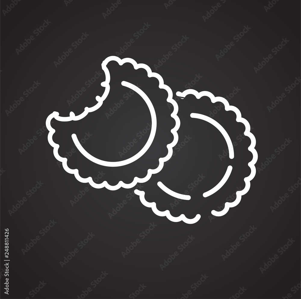 Poster cookies outline icon black background for graphic and web design, modern simple vector sign. interne