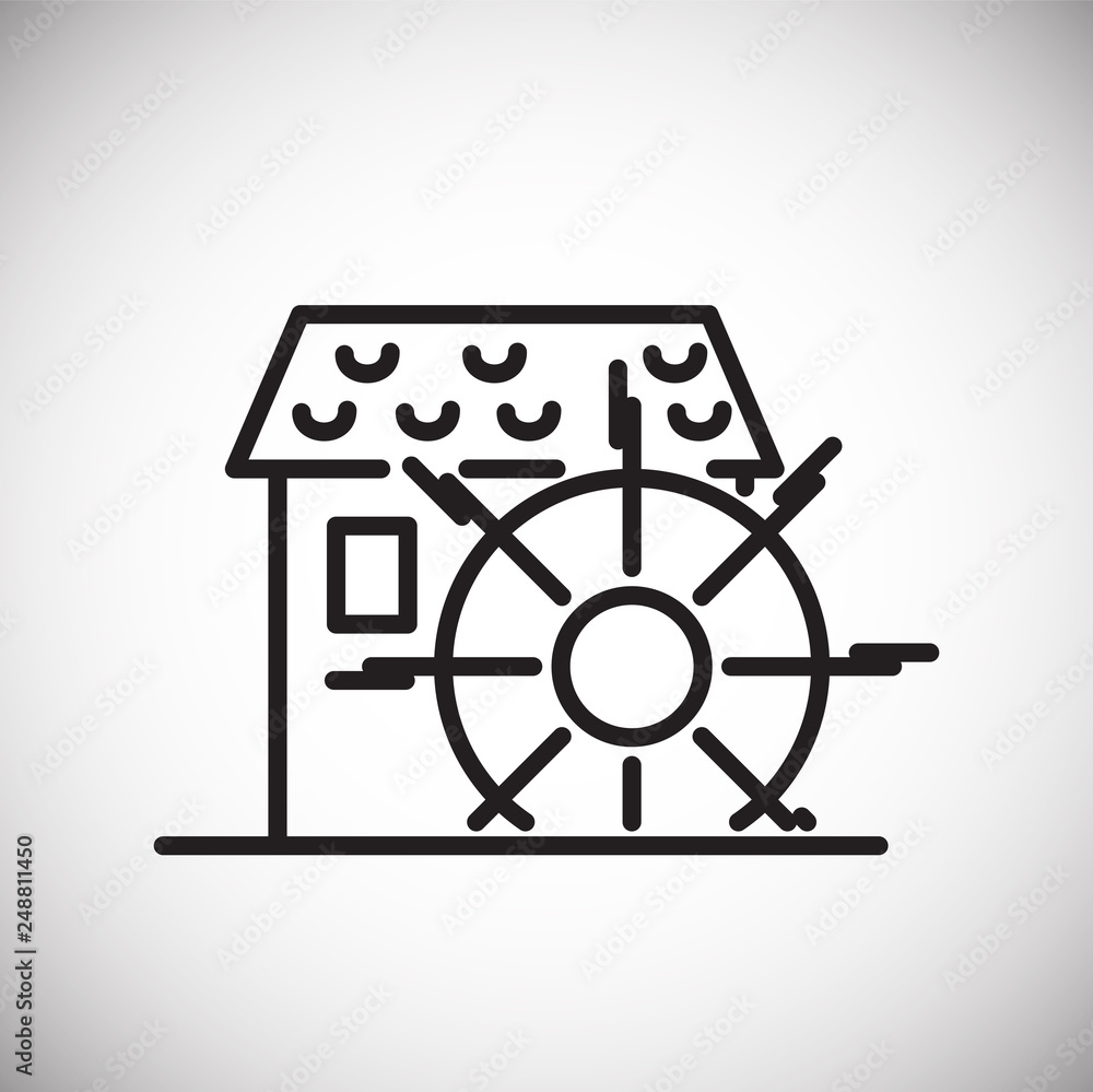 Poster mill outline icon white background for graphic and web design, modern simple vector sign. internet c