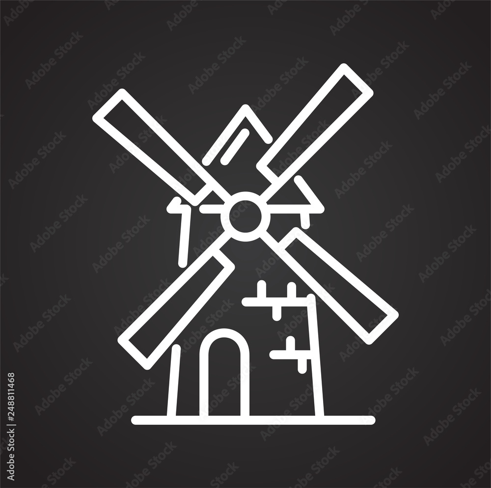 Poster mill outline icon black background for graphic and web design, modern simple vector sign. internet c