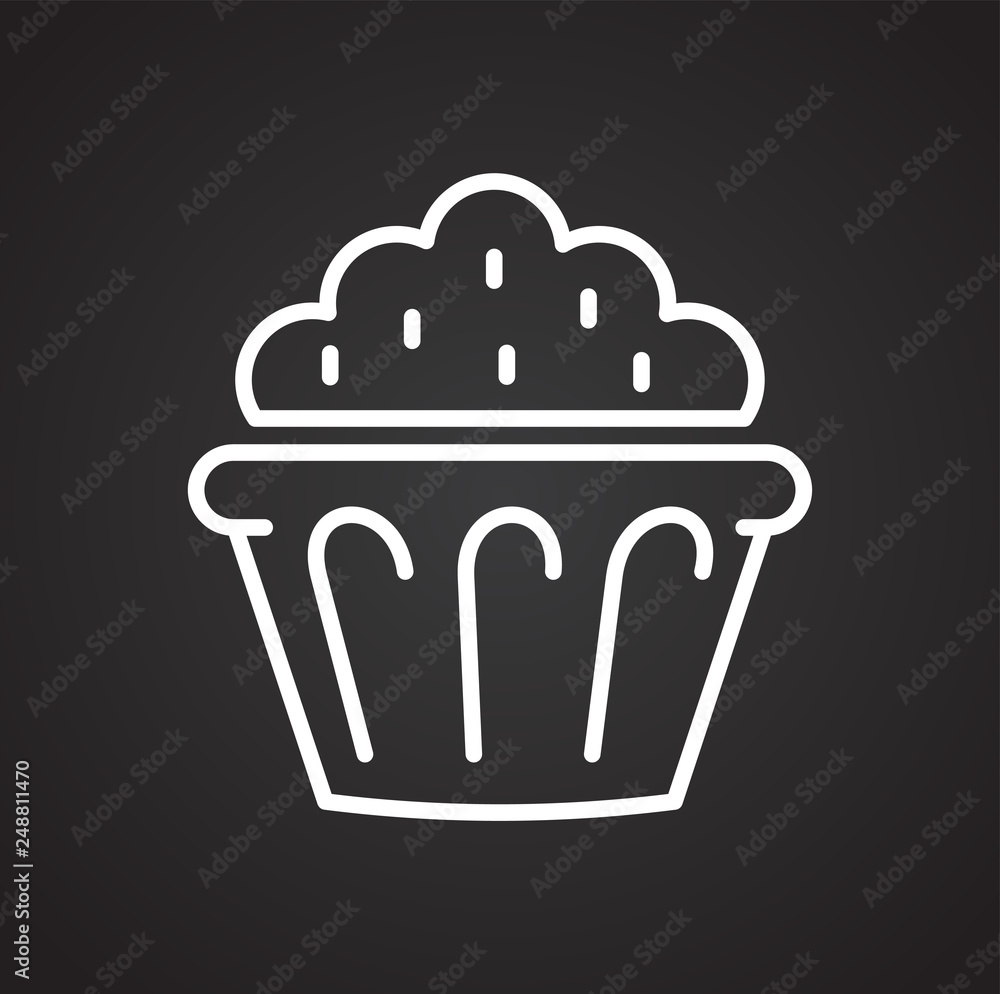 Poster cake outline icon on black background for graphic and web design, modern simple vector sign. interne