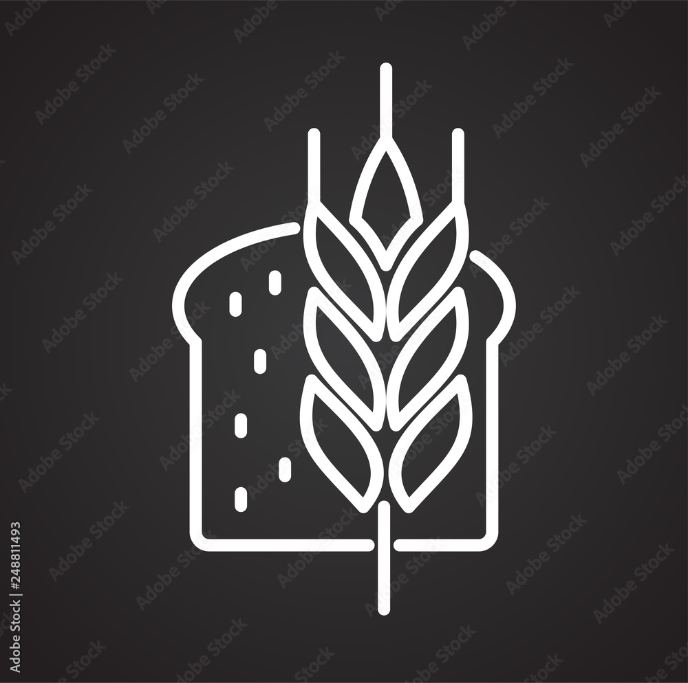 Poster wheat outline icon black background for graphic and web design, modern simple vector sign. internet 