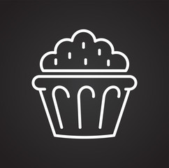 Cake outline icon on black background for graphic and web design, Modern simple vector sign. Internet concept. Trendy symbol for website design web button or mobile app