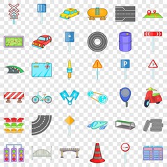 Fototapeta na wymiar Road sigh icons set. Cartoon style of 36 road sigh vector icons for web for any design