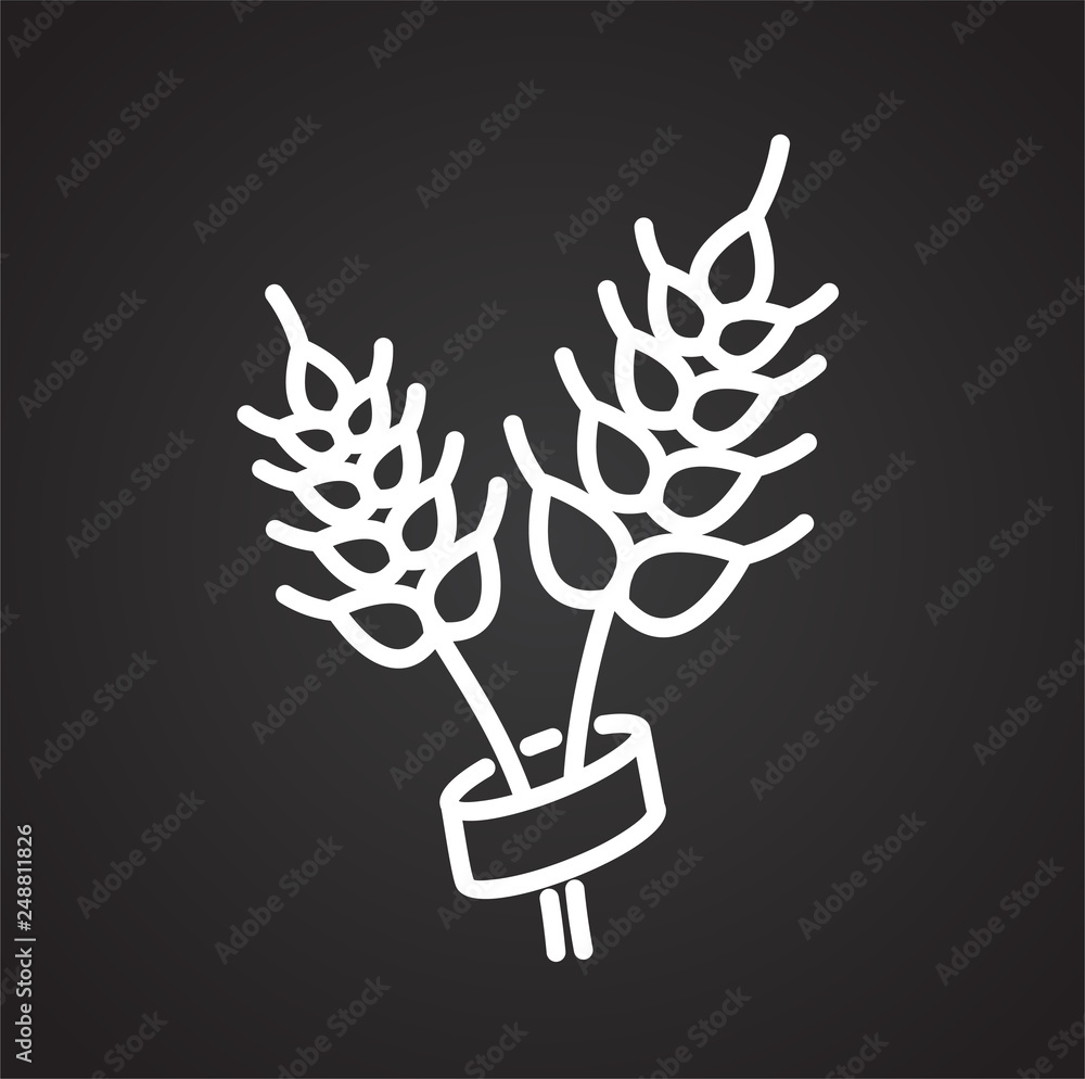 Poster wheat outline icon black background for graphic and web design, modern simple vector sign. internet 