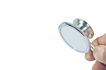 human hold A Stethoscope on white background,clipping path