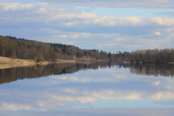 Reflections of clouds on a lake
