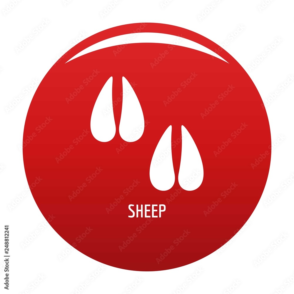 Poster sheep step icon. simple illustration of sheep step vector icon for any design red