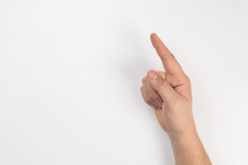 male hand on white background