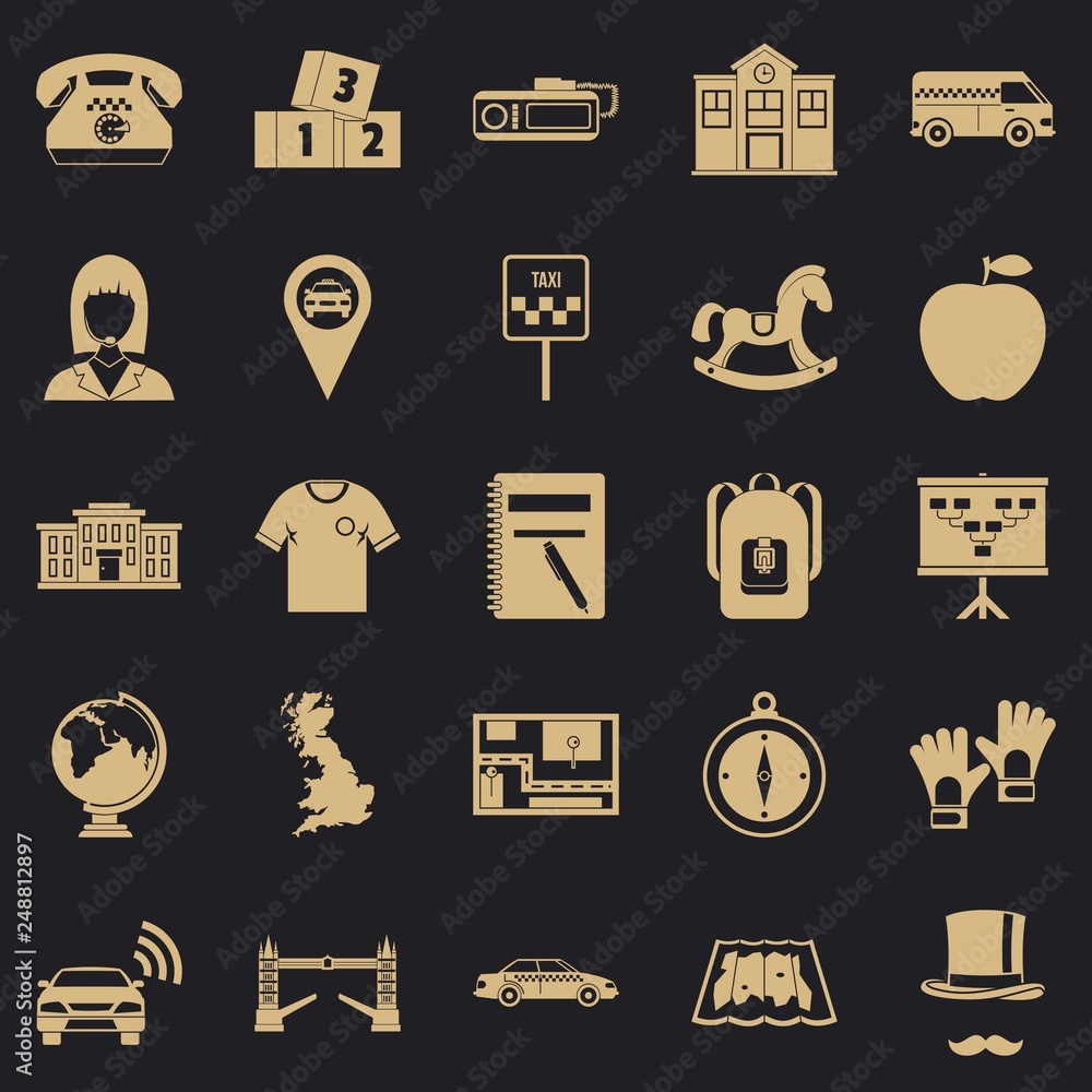 Poster autobus icons set. simple set of 25 autobus vector icons for web for any design
