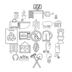Eco house icons set. Outline set of 25 eco house vector icons for web isolated on white background