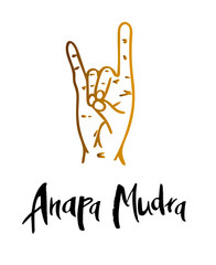 Anapa Mudra - a gesture with your fingers. Symbol in concept of buddhism or hinduism. Mudra cleanses the body. Vector illustration.