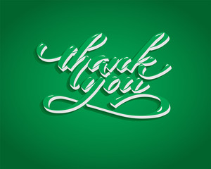 Thank you - hand lettering inscription to holiday design, black and white ink calligraphy