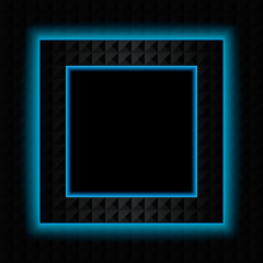 dark square frame with a neon glow.