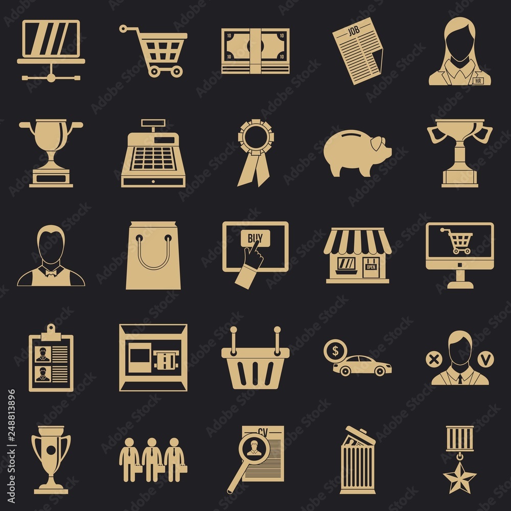 Poster monetary expenses icons set. simple set of 25 monetary expenses vector icons for web for any design