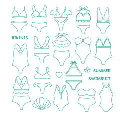 swimsuit icon sett, set of bikinis, underwear, summer clothes, textile business,women fashion