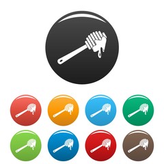 Wood honey icons set 9 color vector isolated on white for any design