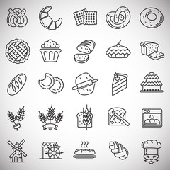 Bakery outline icons set on white background for graphic and web design, Modern simple vector sign. Internet concept. Trendy symbol for website design web button or mobile app