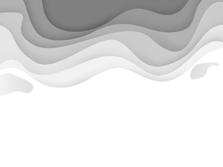 abstract circle blank paper white and gray tone vector background, wave overlapping with shadow modern concept, space for text or message web and book design