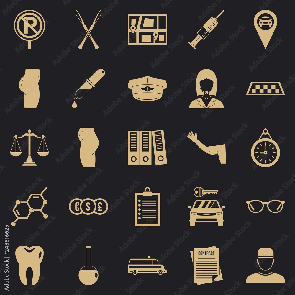 Poster panel icons set. simple set of 25 panel vector icons for web for any design