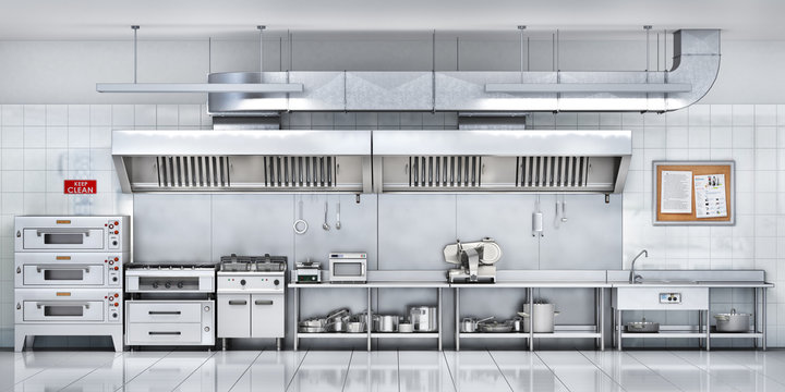 Industrial kitchen. Restaurant kitchen. 3d illustration