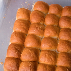 Homemade  buns pampushki for  soup. Close up
