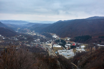 Aerial view of a village