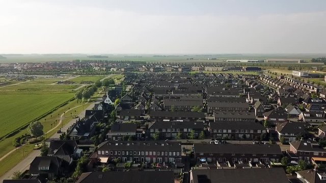 Drone view of an area of Dronten, Flevoland, The Netherlands.