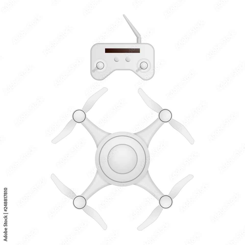Poster quadcopter drone icon. realistic illustration of quadcopter drone vector icon for web design isolate