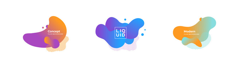 Fluid and liquid shapes. Trendy design templates.