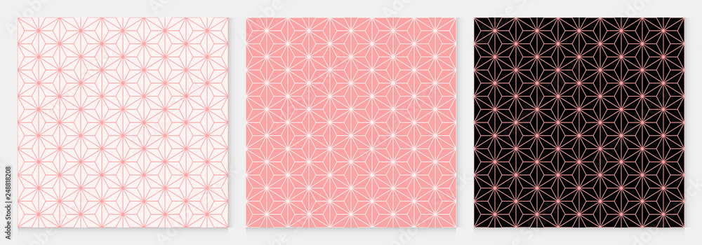 Aufkleber Pattern seamless cube and triangle abstract background pink luxury color geometric vector.