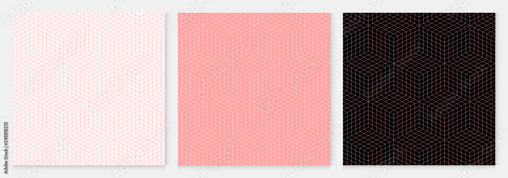 Poster pattern seamless cube and square abstract background pink luxury color geometric vector.