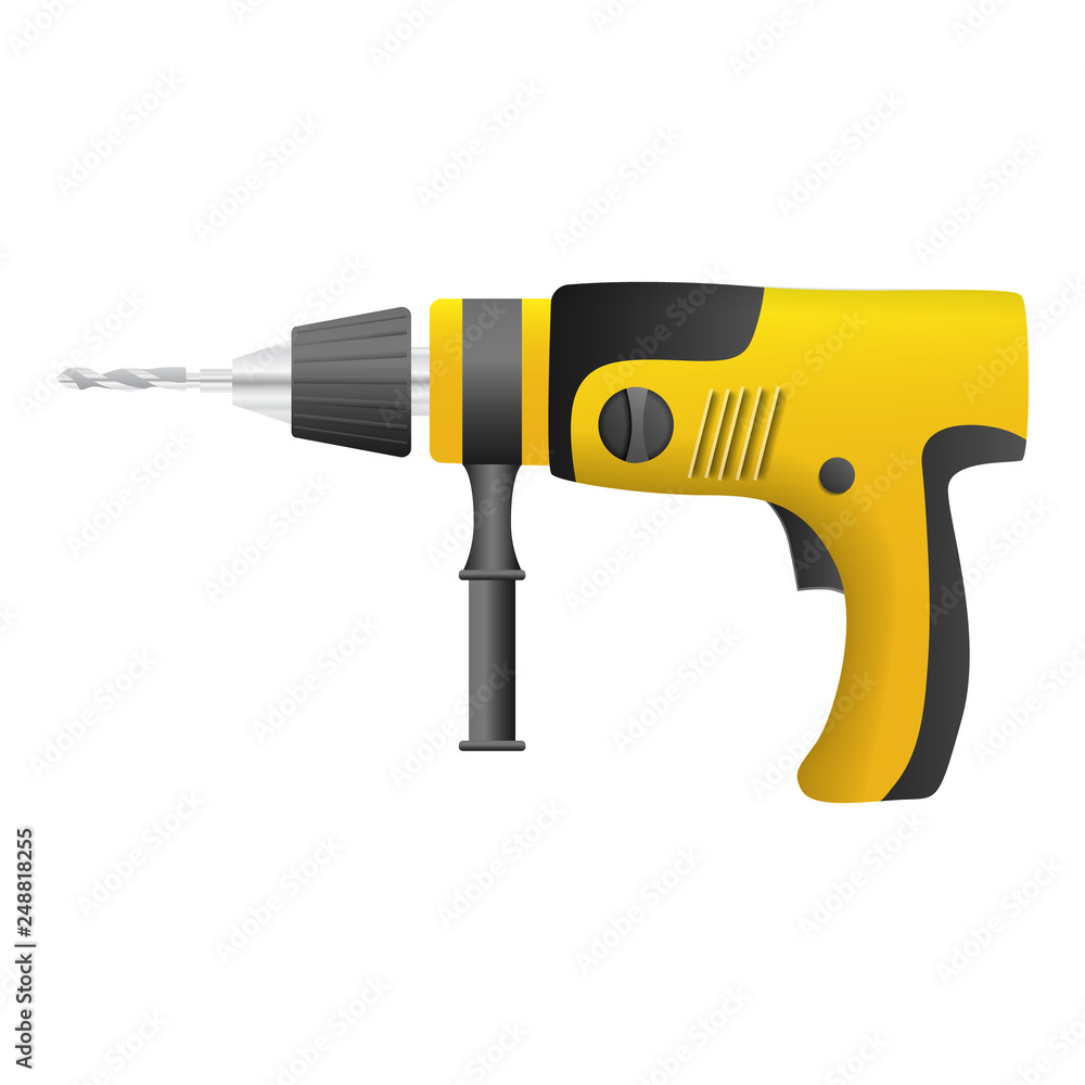 Poster power drill machine icon. realistic illustration of power drill machine vector icon for web design i