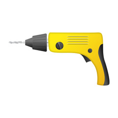Electric drill machine icon. Realistic illustration of electric drill machine vector icon for web design isolated on white background