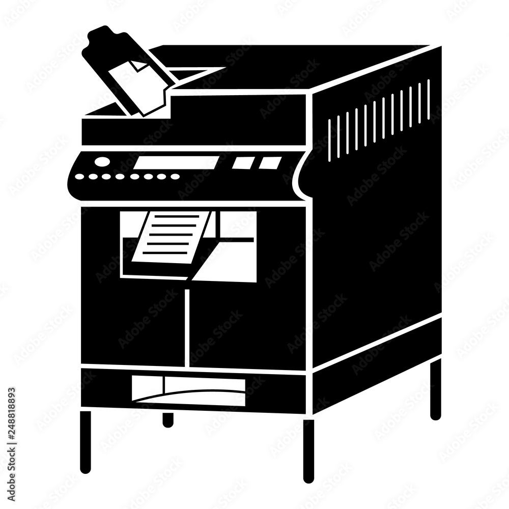 Poster office copier icon. simple illustration of office copier vector icon for web design isolated on whit