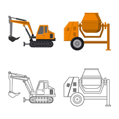 Vector design of build and construction symbol. Collection of build and machinery stock vector illustration.