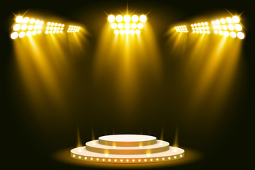 Stage Bright stadium arena lighting spotlight vector illustration