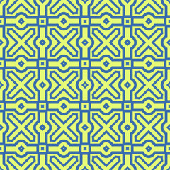 Seamless Pattern With Abstract Geometric Style. Repeating Sample Figure And Line. Vector illustration. Blue, light green color