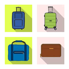 Vector illustration of suitcase and baggage icon. Collection of suitcase and journey stock vector illustration.