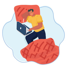 Young man lying in the bed