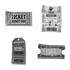 Vector design of ticket and admission icon. Collection of ticket and event stock symbol for web.