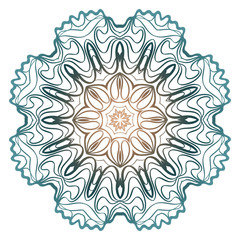 Decorative Colorful Floral Ornament With Decorative Border. Ethnic Mandala Decoration. Vector illustatration. Brown, turquise color. Indian, Moroccan, Mystic, Ottoman Motifs.