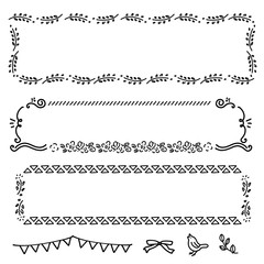 Obraz premium 春 手描き アイコン フレーム イラスト モノクロ