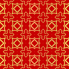 Luxury Stylish Geometry Seamless Pattern Art Deco Background. Texture For Wallpaper, Invitation. Vector Illustration. red gold color