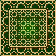 Obraz premium Luxury Fashion Design Print With Geometric Pattern. Vector Illustration. For Modern Interior Design, Fashion Textile Print, Wallpaper. Green gold color