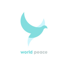 Dove vector logotype. Bird silhouette logo. World peace. Flying dove geometric logo.