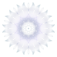 Beautiful Round Flower Mandala. Vector illustration. White gold color. For Design, Greeting Card, Invitation, Coloring Book. Arabic, Indian, Motifs.