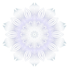 Beautiful Round Flower Mandala. Vector illustration. White gold color. For Design, Greeting Card, Invitation, Coloring Book. Arabic, Indian, Motifs.