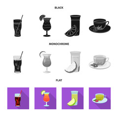 Vector design of drink and bar sign. Set of drink and party stock vector illustration.