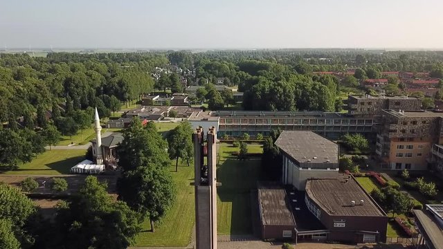Drone view of the Ark and mosque in Dronten, Flevoland, The Netherlands.